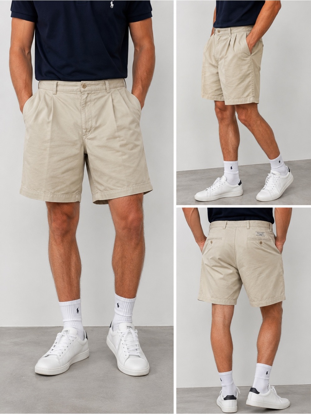 Polo Ralph Lauren Tyler Chino Shorts Men’s Beige Pleated Cotton Size 34